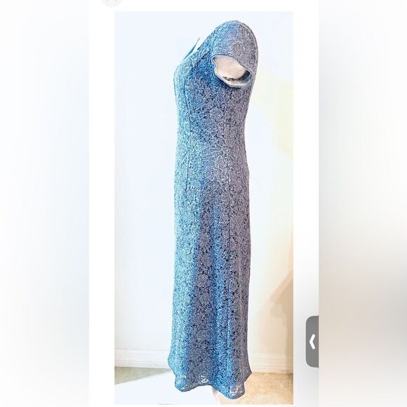 Oleg Cassini Sequin blue gray Cocktail prom Vegas Dress size 2 - Picture 3 of 13